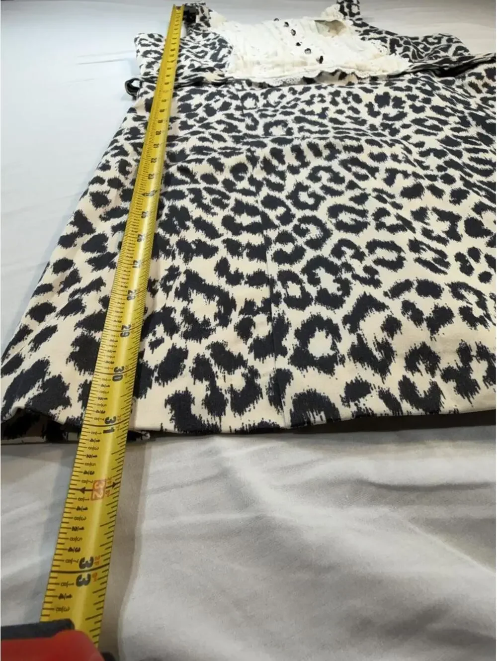 NWT Kimchi Blue Leopard Print Dress with Lace Trim and Button Detail